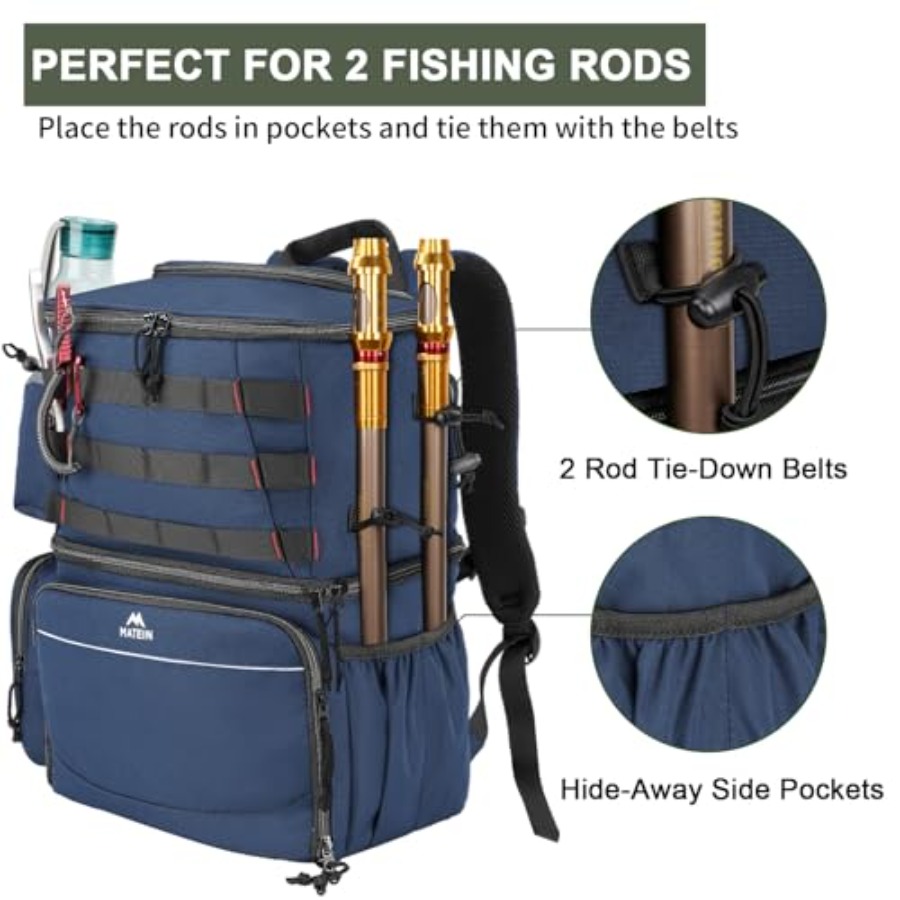 Fishing Backpack, Water Resist - Fishing Rod Holder avaliação e preço