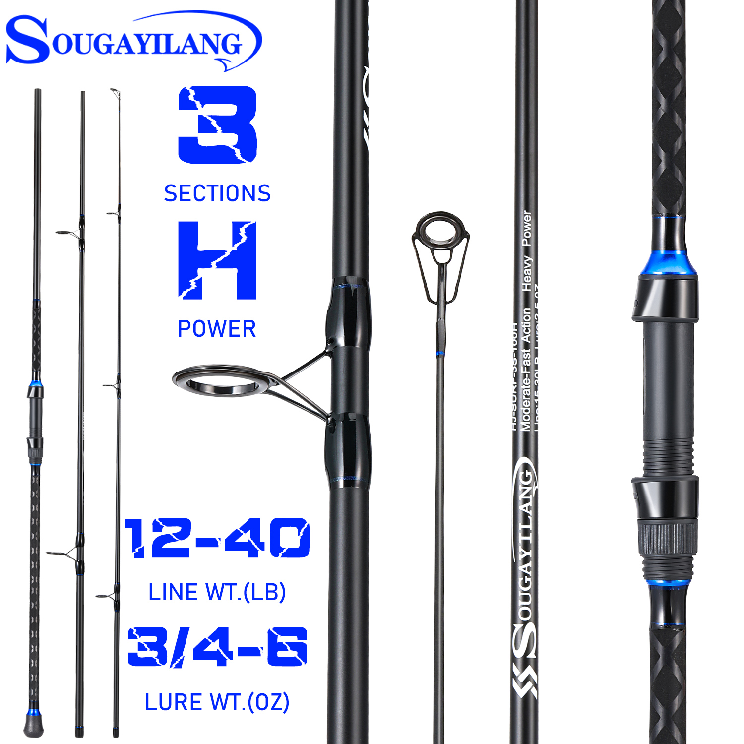 Sougayilang 3sections Spinning - Fishing Rod Surf avaliação e preço